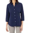 Foxcroft Mary Non-iron Stretch Cotton Button-up Shirt In Blue