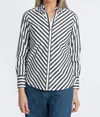 Foxcroft Mary Stripe Cotton Blend Button-up Shirt In Multi