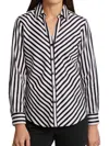 Foxcroft Mary Stripe Long Sleeve Cotton Sateen Button-up Shirt In Multi