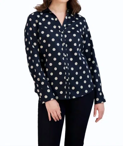 Foxcroft Mary Dot Print Button-up Shirt In Multi