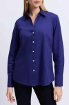 Foxcroft Mary Non-iron Cotton Oxford Button-up Shirt In Majestic Blue