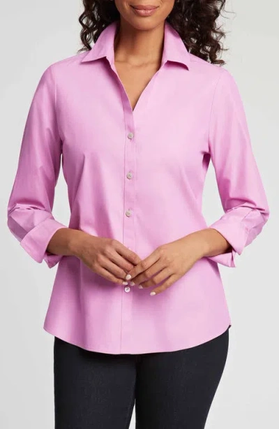 Foxcroft Mary Non-iron Cotton Oxford Button-up Shirt In Rose Quartz