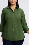 Foxcroft Mary Non-iron Stretch Cotton Button-up Shirt In Basil