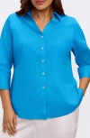 Foxcroft Mary Non-iron Stretch Cotton Button-up Shirt In Blue