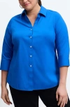 Foxcroft Mary Non-iron Stretch Cotton Button-up Shirt In Cobalt Blue