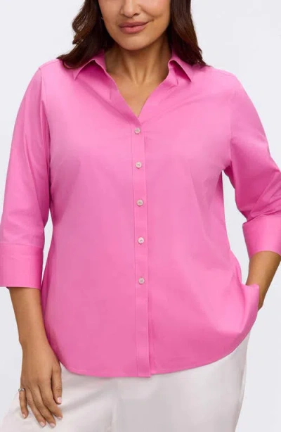 Foxcroft Mary Non-iron Stretch Cotton Button-up Shirt In Pink