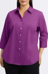 Foxcroft Mary Non-iron Stretch Cotton Button-up Shirt In Purple