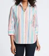 Foxcroft Meghan Rainbow Stripe Button-up Shirt In Multi