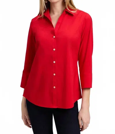 Foxcroft Mary Solid Stretch Shirt In Simply Red