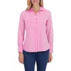 Foxcroft Sophia Stripe Three-quarter Sleeve Stretch Tunic In Azalea