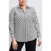 Foxcroft Mary Stripe Stretch Button-up Shirt In Black/white