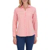 Foxcroft Sophia Stripe Three-quarter Sleeve Stretch Tunic In Tangerine