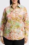Foxcroft Mary Watercolor Non-iron Cotton Button-up Shirt In Multi