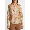 Foxcroft Mary Watercolor Zebra Cotton Button-up Shirt In Green Multi