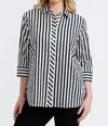 Foxcroft Meghan Stripe Cotton Button-up Shirt In Blue