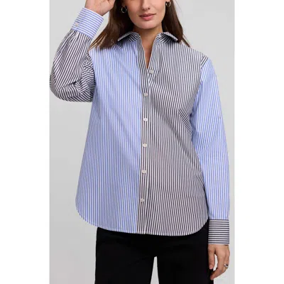 Foxcroft Meghan Colorblock Stripe Cotton Button-up Shirt In Multi