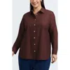 Foxcroft Meghan Cotton Button-up Shirt In Burgundy