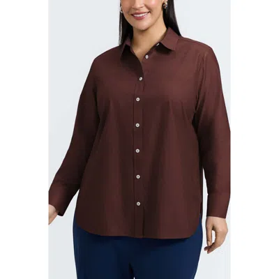 Foxcroft Meghan Cotton Button-up Shirt In Burgundy