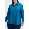 Foxcroft Meghan Cotton Button-up Shirt In Blue