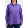 Foxcroft Meghan Cotton Button-up Shirt In Purple