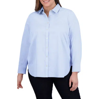 Foxcroft Meghan Cotton Button-up Shirt In Blue