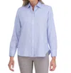 Foxcroft Meghan Linen Blend Button-up Shirt In Blue