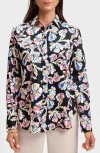 Foxcroft Meghan Floral Print Cotton Button-up Shirt In Black Multi