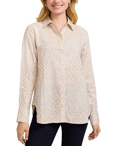 Foxcroft Meghan Giraffe Linen-blend Shirt In Brown