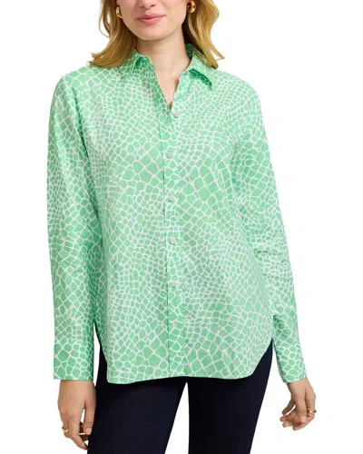 Foxcroft Meghan Giraffe Linen-blend Shirt In White