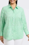 Foxcroft Meghan Giraffe Print Linen Blend Button-up Shirt