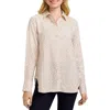Foxcroft Meghan Giraffe Print Linen Blend Shirt In Flax White