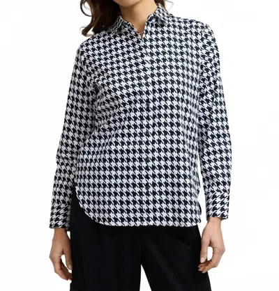 Foxcroft Meghan Longsleeve Shirt In Classic Houndstooth In Black