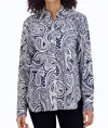 Foxcroft Meghan No Iron Paisley Shirt In Navy In Multi