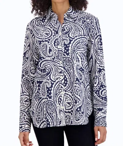 Foxcroft Meghan No Iron Paisley Shirt In Navy In Multi