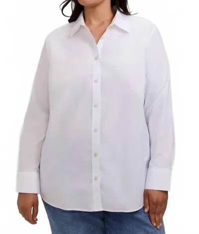 Foxcroft Meghan No Iron Pinpoint Long Sleeve Shirt In White