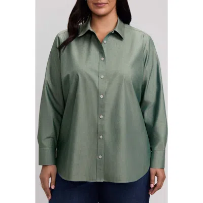 Foxcroft Meghan Non-iron Cotton Button-up Shirt In Green