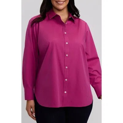 Foxcroft Meghan Non-iron Cotton Button-up Shirt In Purple