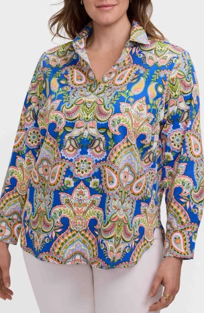 Foxcroft Meghan Print Shirt In Blue