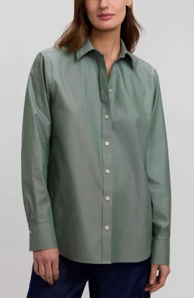 Foxcroft Meghan Solid Cotton Button-up Shirt In Green