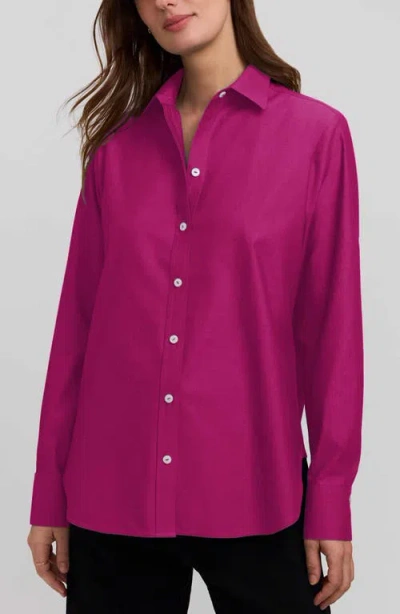 Foxcroft Meghan Solid Cotton Button-up Shirt In Pink
