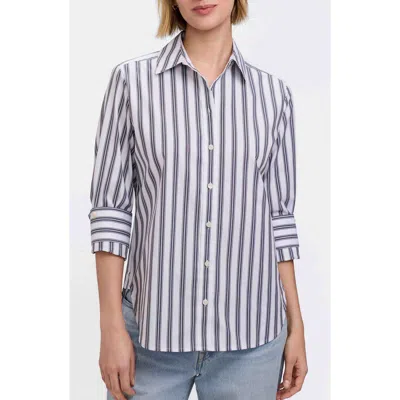 Foxcroft Meghan Stripe Cotton Blend Button-up Shirt In Multi
