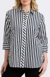 Foxcroft Meghan Stripe Cotton Button-up Shirt