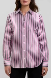 Foxcroft Meghan Stripe Cotton Button-up Shirt In Brown