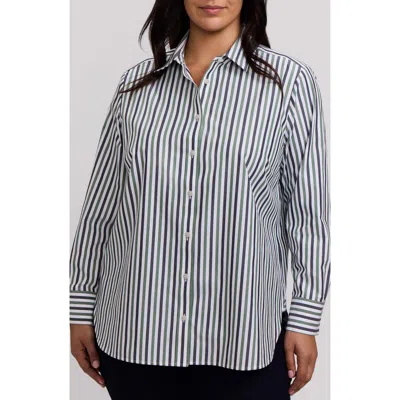 Foxcroft Meghan Stripe Cotton Button-up Shirt In Multi