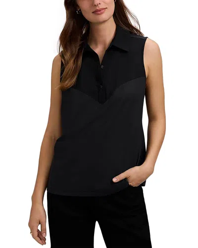 Foxcroft Mixed Media Sleeveless Top In Black
