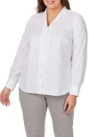 Foxcroft Monica Long Sleeve Button-up Blouse In White
