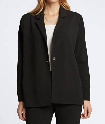 FOXCROFT MORGAN KNIT CREPE LONG SLEEVE BLAZER IN BLACK