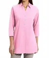Foxcroft No Iron Button Up Tunic Top In Bubblegum Pink