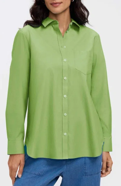 Foxcroft Non-iron Boyfriend Button-up Shirt In Green