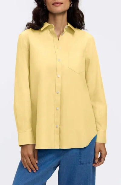 Foxcroft Non-iron Boyfriend Button-up Shirt In Yellow
